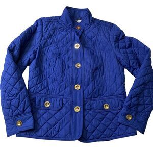 Charter Club Button-up Blue Medium Quilted Jacket